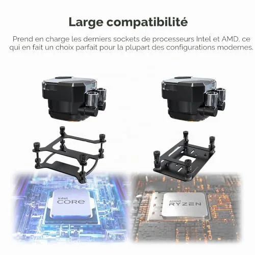 MONTECH HyperFlow Silent 360 Black – Refroidisseur de processeur liquide AIO ultra silencieux pompe 3100 tr/min triple - vue 6