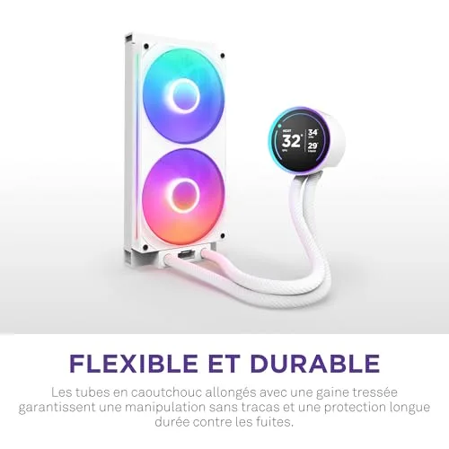 NZXT Kraken Elite 280 RGB - Refroidisseur de liquide CPU AIO - Radiateur 280mm - Ventilateur F280 RGB - IPS LCD 272 - vue 9
