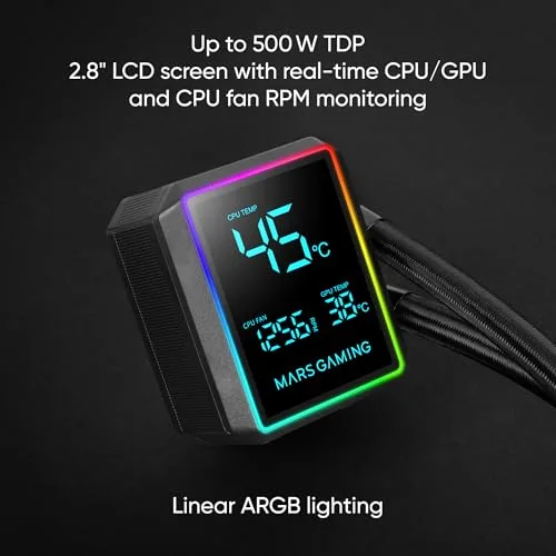 Refroidissement Liquide AIO - MARS GAMING - ML-LCDPRO360 - 600W TDP - 3 Ventilateurs ARGB - Écran LCD 28 - vue 2