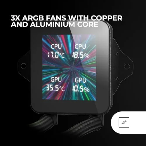 Refroidissement Liquide AIO - MARS GAMING - ML-VISION360 - TDP 600W - 3 Ventilateurs ARGB - Écran LCD 4:3 - vue 2