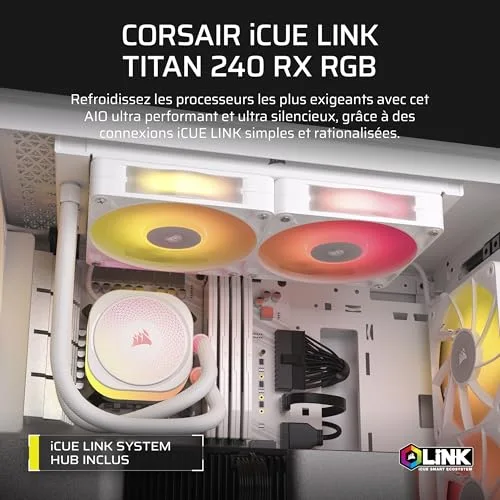 Watercooling - CORSAIR - iCUE LINK TITAN 240 RX - RGB - Blanc - vue 2