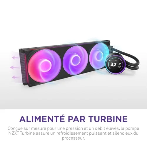 Watercooling - NZXT - Kraken Elite 420 RGB V2 (RL-KR42E-B2) - Ventilateur Ø 140 mm - vue 2