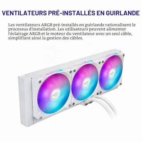 Watercooling tout en un - ASUS - RYUO IV 360 SLC ARGB WHITE - Écran AMOLED - Ventilateurs ARGB - vue 6